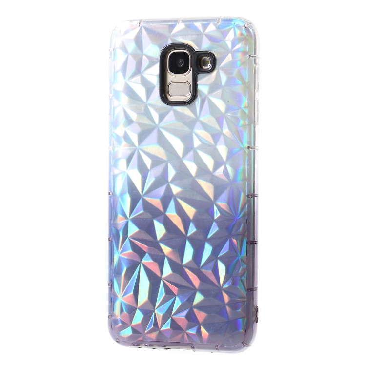 Gradient Color 3D Diamond Grain Drop-proof TPU Case with Dazzling Paper for Samsung Galaxy J6 (2018) - Dark Purple-3