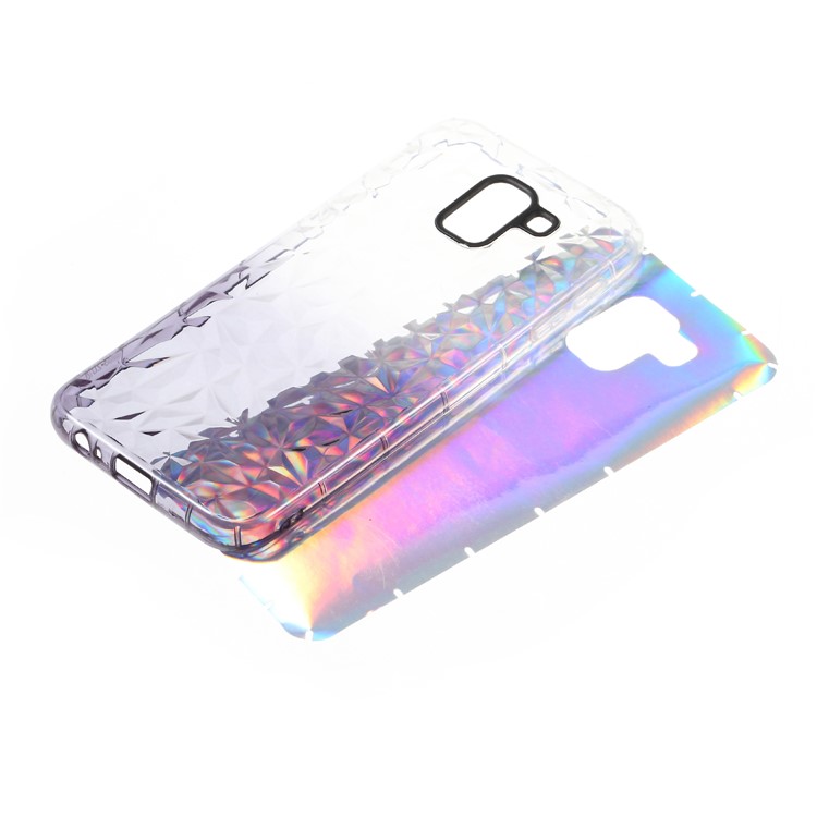Gradient Color 3D Diamond Grain Drop-proof TPU Case with Dazzling Paper for Samsung Galaxy J6 (2018) - Dark Purple-7