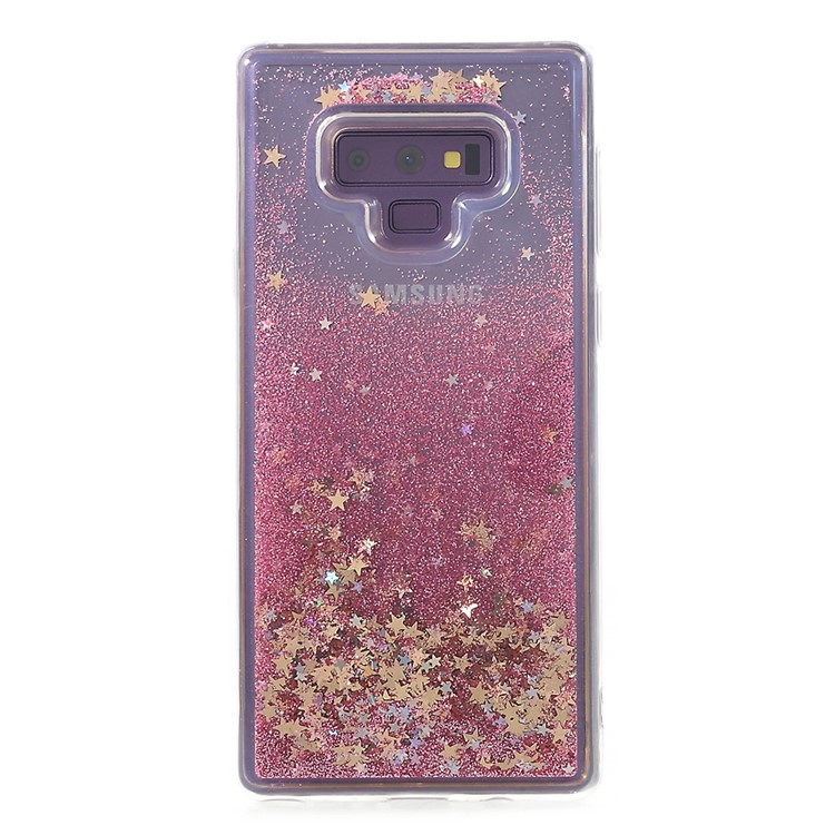 Glitter Powder Quicksand Shockproof Acrylic TPU Case for Samsung Galaxy Note9 N960 - Star Sequins / Pink-2