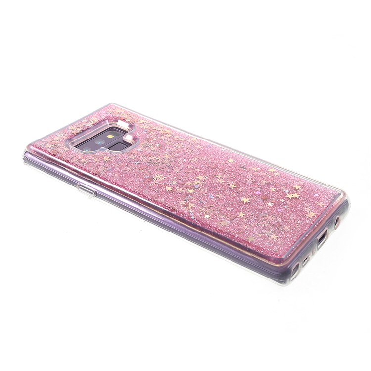 Glitter Powder Quicksand Shockproof Acrylic TPU Case for Samsung Galaxy Note9 N960 - Star Sequins / Pink-3