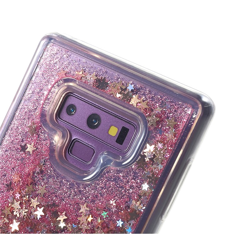 Glitter Powder Quicksand Shockproof Acrylic TPU Case for Samsung Galaxy Note9 N960 - Star Sequins / Pink-4