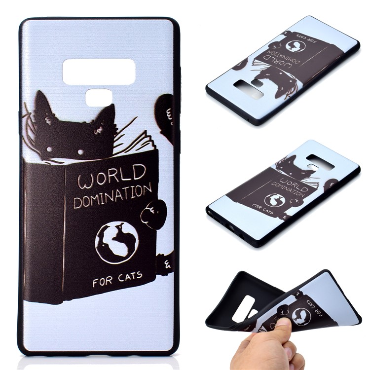 Pattern Printing Flexible TPU Phone Case for Samsung Galaxy Note9 N960 - Cat Reading Book-1
