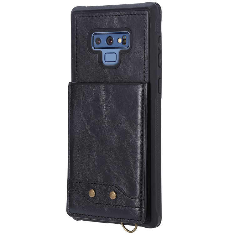 Kickstand PU Leather Coated TPU Cover Shell with Card Holders for Samsung Galaxy Note9 N960 - Black-2