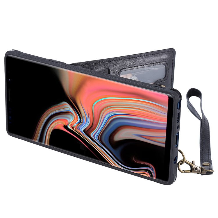 Kickstand PU Leather Coated TPU Cover Shell with Card Holders for Samsung Galaxy Note9 N960 - Black-5