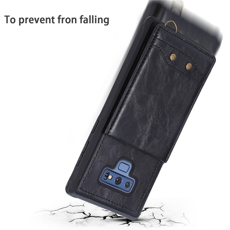 Kickstand PU Leather Coated TPU Cover Shell with Card Holders for Samsung Galaxy Note9 N960 - Black-7