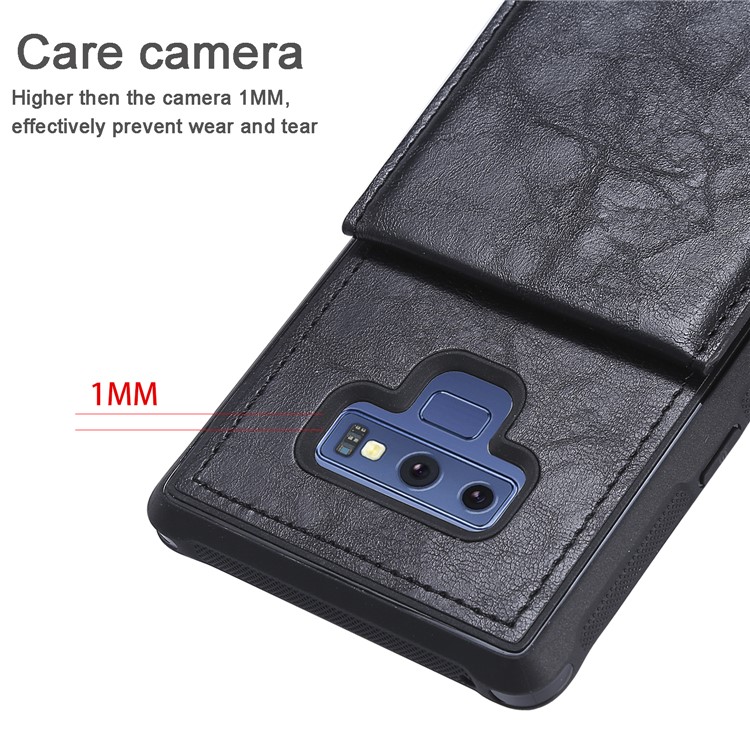 Kickstand PU Leather Coated TPU Cover Shell with Card Holders for Samsung Galaxy Note9 N960 - Black-8