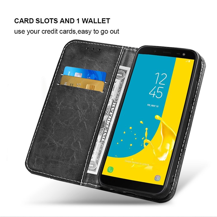 Peace Dove Series Leather Wallet Stand Cellphone Case for Samsung Galaxy J6 (2018) - Black-4