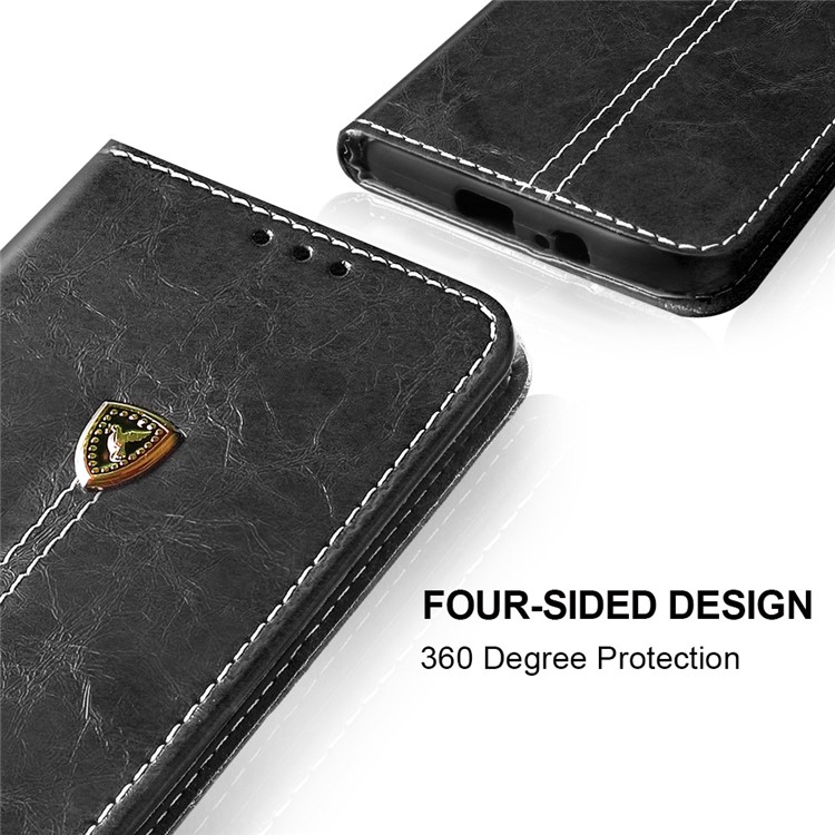 Peace Dove Series Leather Wallet Stand Cellphone Case for Samsung Galaxy J6 (2018) - Black-6