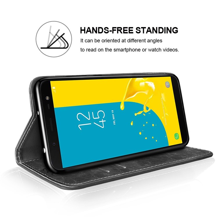 Peace Dove Series Leather Wallet Stand Cellphone Case for Samsung Galaxy J6 (2018) - Black-7