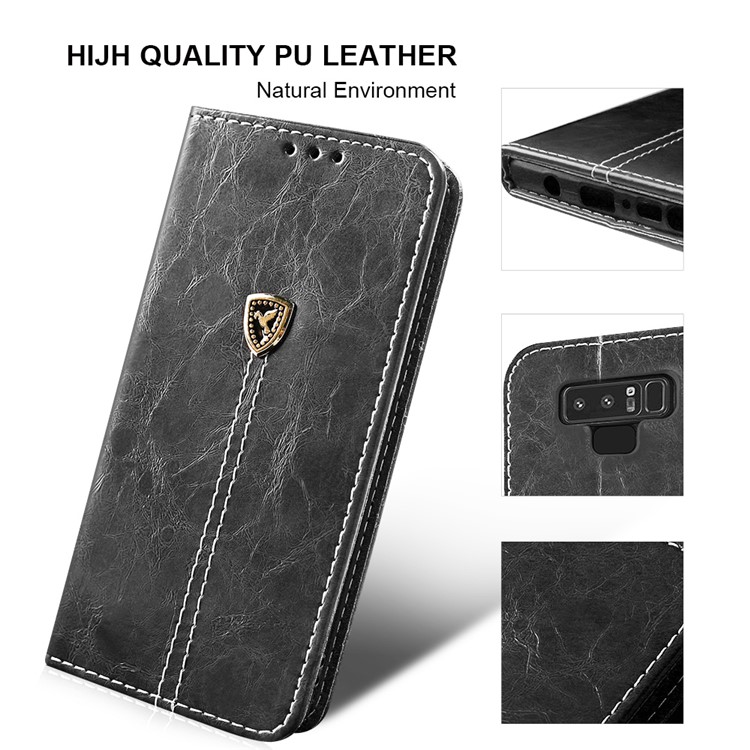 Peace Dove Series Leather Wallet Stand Cellphone Case for Samsung Galaxy Note9 N960 - Black-5