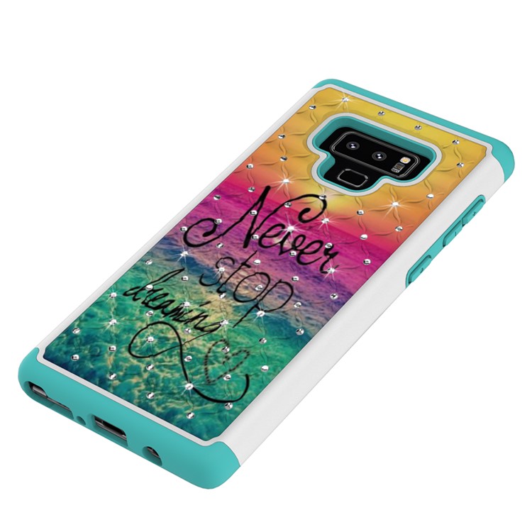 Pattern Printing Rhinestone Decoration PC TPU Hybrid Mobile Phone Case for Samsung Galaxy Note9 N960 - Never Stop Dreaming-2