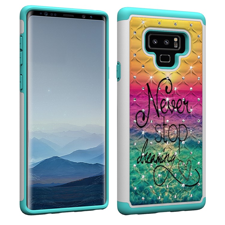 Pattern Printing Rhinestone Decoration PC TPU Hybrid Mobile Phone Case for Samsung Galaxy Note9 N960 - Never Stop Dreaming-8