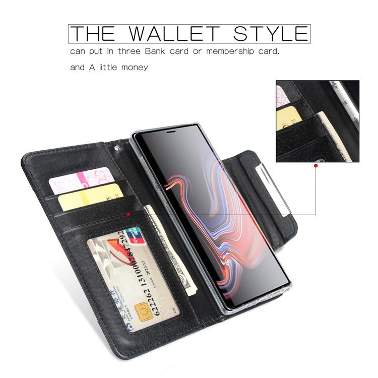 Magnet Detachable 2-in-1 Litchi Texture Leather Wallet Cover for Samsung Galaxy Note9 N960 - Black-2
