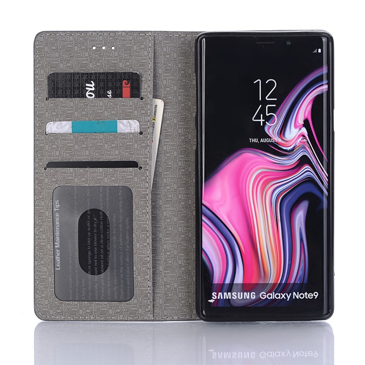 Toothpick Texture Flip Leather Wallet Case with Stand for Samsung Galaxy Note9 N960 - Grey-6