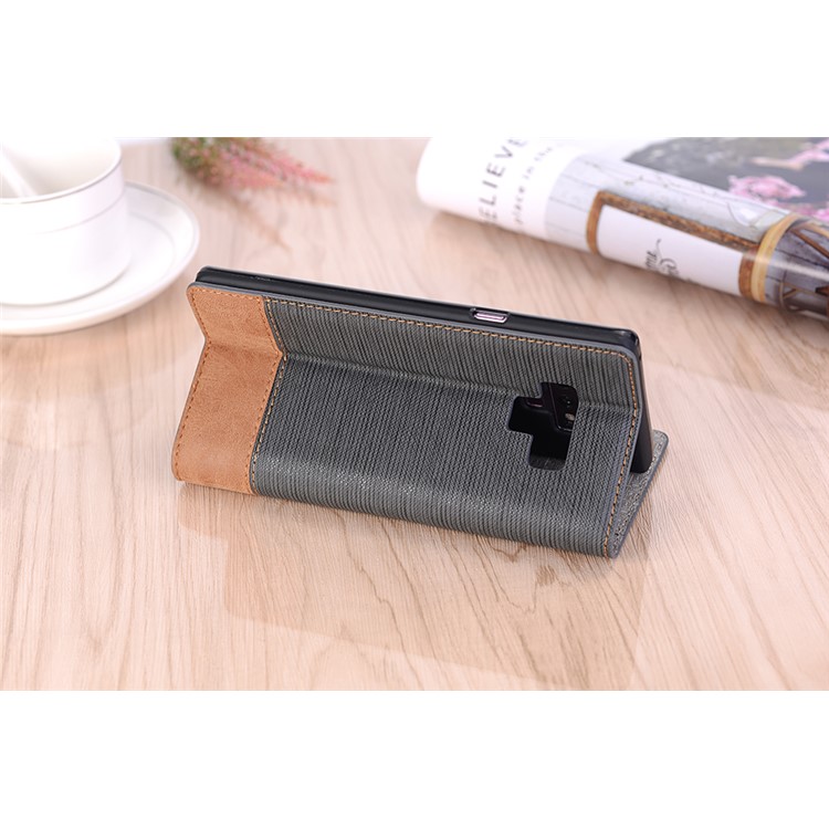 Toothpick Texture Flip Leather Wallet Case with Stand for Samsung Galaxy Note9 N960 - Grey-8