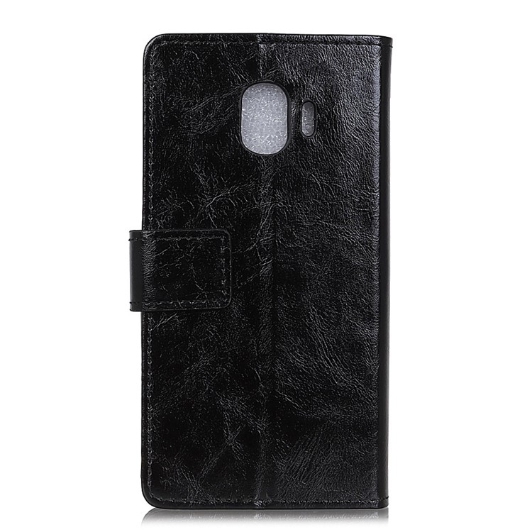 Crazy Horse Texture Stand Wallet Leather Protection Cell Phone Cover for Samsung Galaxy J2 Core - Black-2