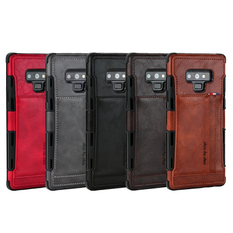For Samsung Galaxy Note9 N960 PU Leather Coated PC TPU Hybrid Case (Double Card Slots) - Black-10