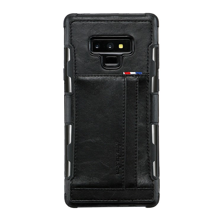 For Samsung Galaxy Note9 N960 PU Leather Coated PC TPU Hybrid Case (Double Card Slots) - Black-3