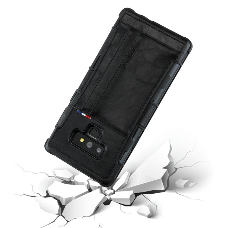 For Samsung Galaxy Note9 N960 PU Leather Coated PC TPU Hybrid Case (Double Card Slots) - Black-6