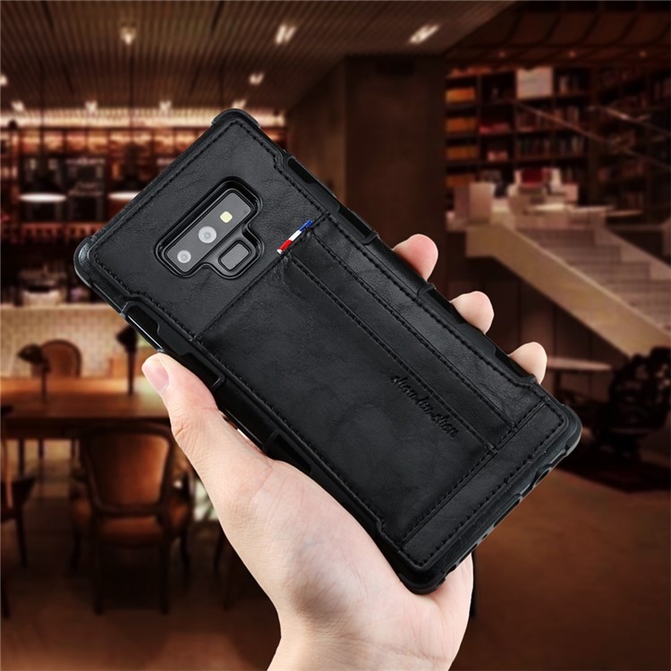 For Samsung Galaxy Note9 N960 PU Leather Coated PC TPU Hybrid Case (Double Card Slots) - Black-7