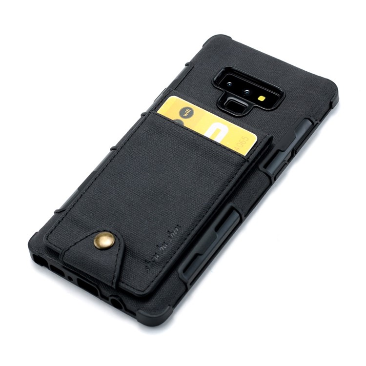 SHOUHUSHEN for Samsung Galaxy Note9 N960 Leather Coated PC TPU Hybrid Case with Multiple Card Slots - Black-3