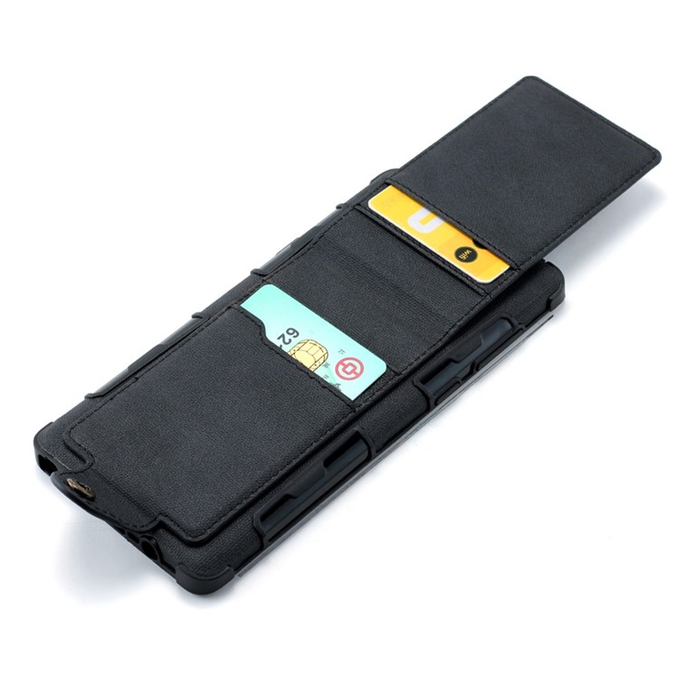 SHOUHUSHEN for Samsung Galaxy Note9 N960 Leather Coated PC TPU Hybrid Case with Multiple Card Slots - Black-4