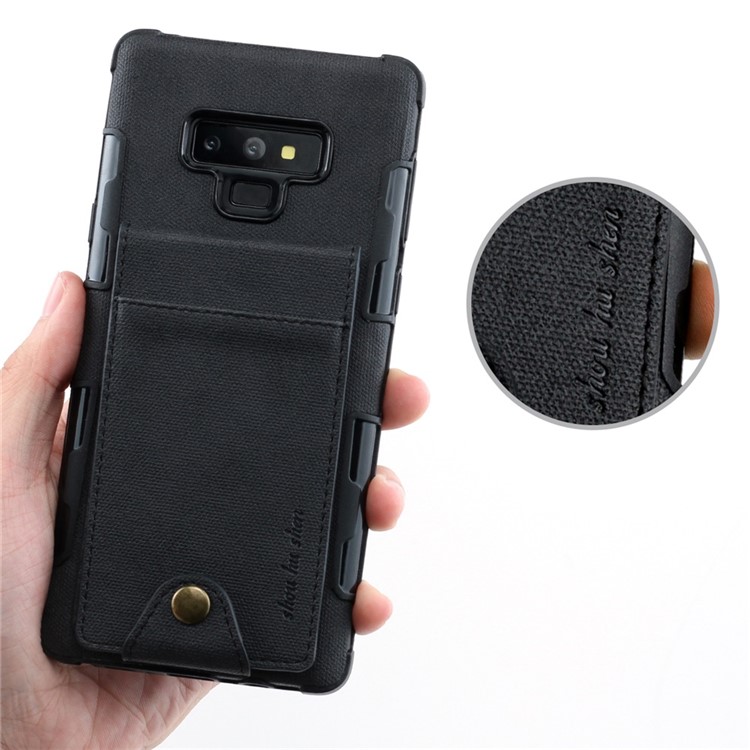 SHOUHUSHEN for Samsung Galaxy Note9 N960 Leather Coated PC TPU Hybrid Case with Multiple Card Slots - Black-5