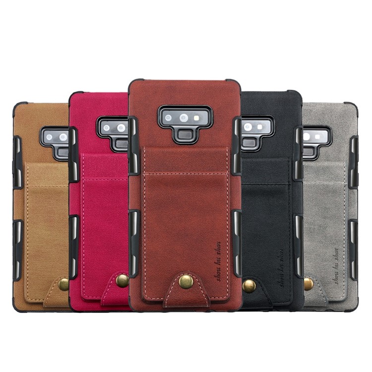 SHOUHUSHEN for Samsung Galaxy Note9 N960 Leather Coated PC TPU Hybrid Case with Multiple Card Slots - Black-8
