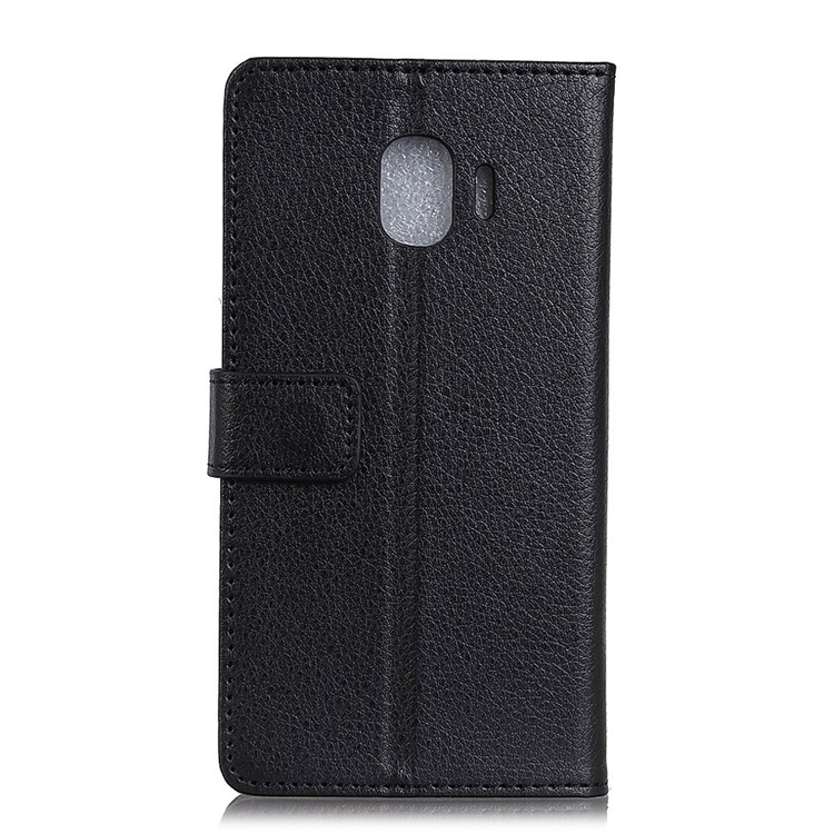 Litchi Skin Wallet Leather Stand Case for Samsung Galaxy J2 Core - Black-3