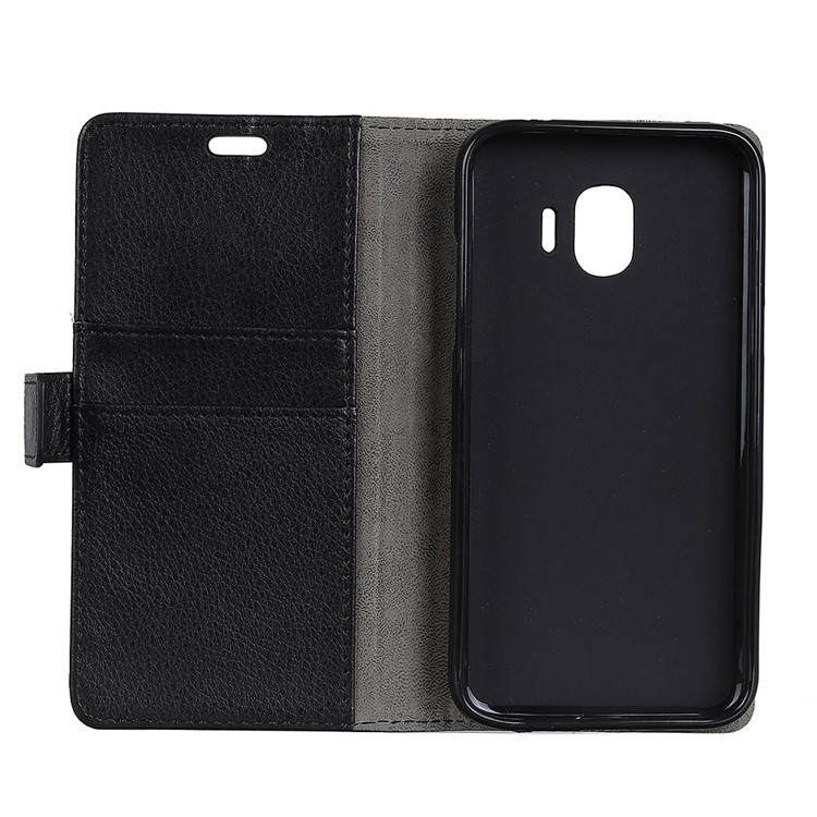 Litchi Skin Wallet Leather Stand Case for Samsung Galaxy J2 Core - Black-4