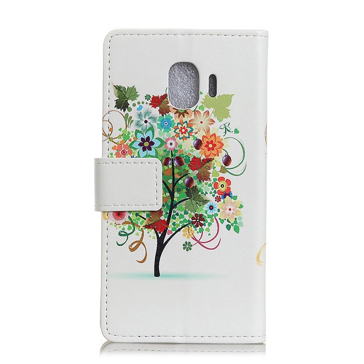 Pattern Printing PU Leather Wallet Case for Samsung Galaxy J2 Core - Flower Tree-3