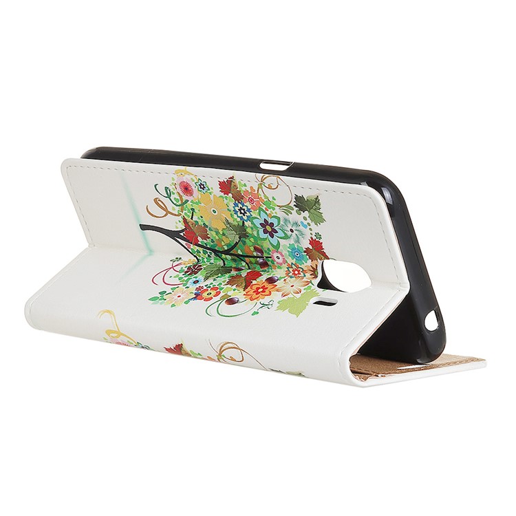 Pattern Printing PU Leather Wallet Case for Samsung Galaxy J2 Core - Flower Tree-6