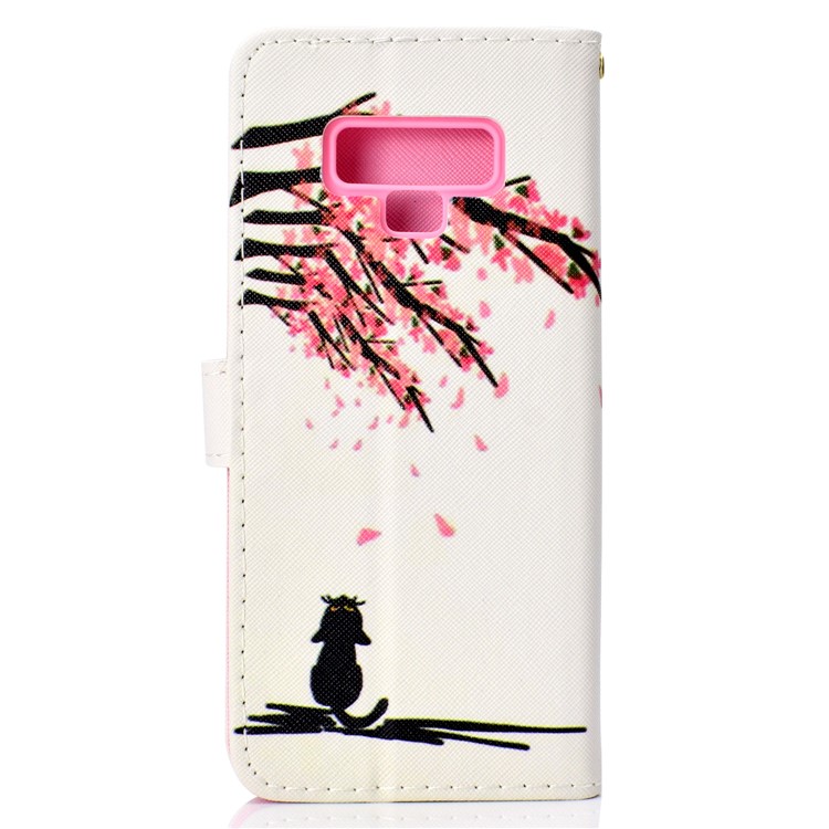 Pattern Printing Leather Wallet Case for Samsung Galaxy Note9 SM-N960 - Tree with Flowers-3