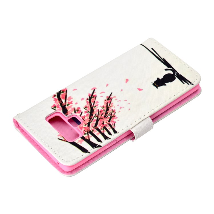Pattern Printing Leather Wallet Case for Samsung Galaxy Note9 SM-N960 - Tree with Flowers-6