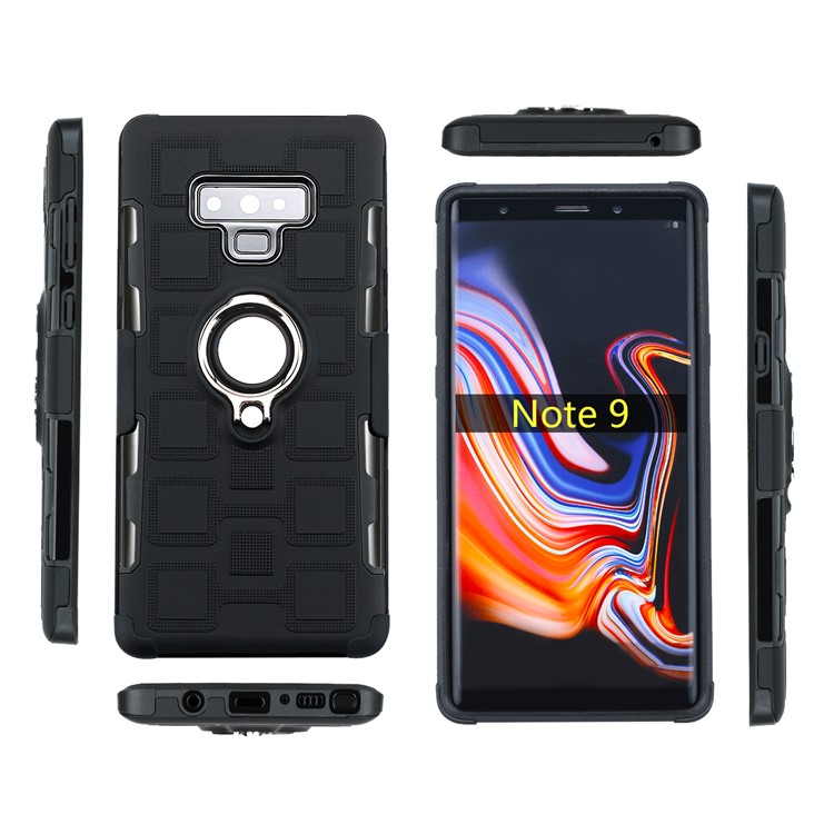 Geometric Pattern Magnetic Car Mount Ring Holder TPU PC Hybrid Cover for Samsung Galaxy Note9 N960 - Black-4