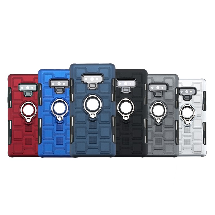 Geometric Pattern Magnetic Car Mount Ring Holder TPU PC Hybrid Cover for Samsung Galaxy Note9 N960 - Black-5