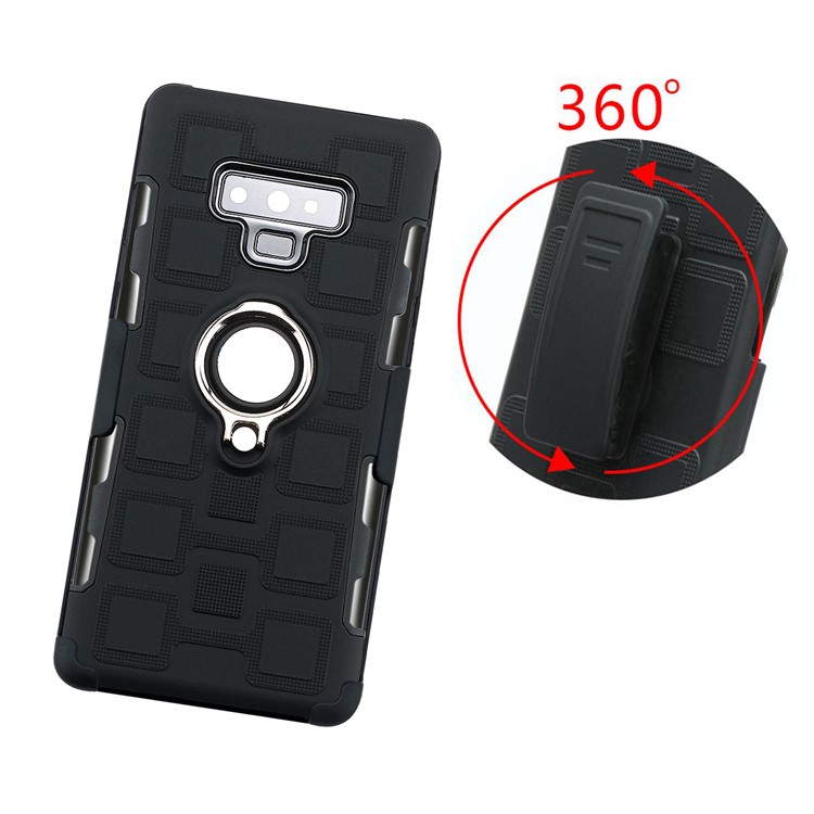 Geometric Pattern TPU PC Belt Clip Hybrid Casing for Samsung Galaxy Note9 N960 (Silver Kickstand and Magnetic Iron) - Black-14