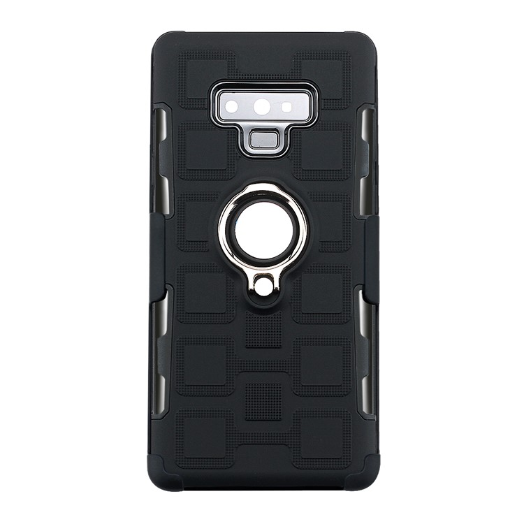 Geometric Pattern TPU PC Belt Clip Hybrid Casing for Samsung Galaxy Note9 N960 (Silver Kickstand and Magnetic Iron) - Black-2