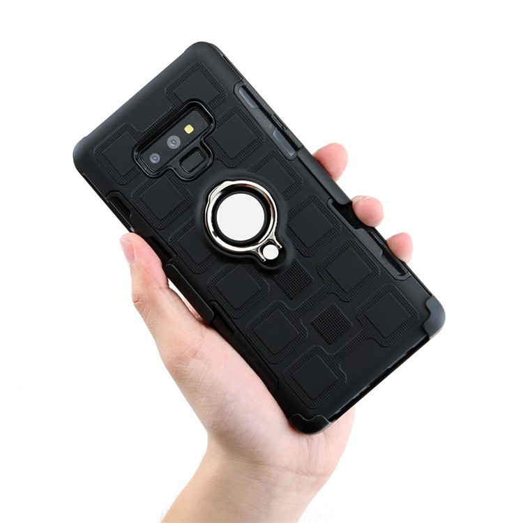 Geometric Pattern TPU PC Belt Clip Hybrid Casing for Samsung Galaxy Note9 N960 (Silver Kickstand and Magnetic Iron) - Black-5