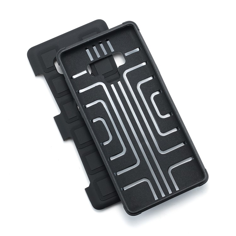 Geometric Pattern TPU PC Belt Clip Hybrid Casing for Samsung Galaxy Note9 N960 (Silver Kickstand and Magnetic Iron) - Black-6