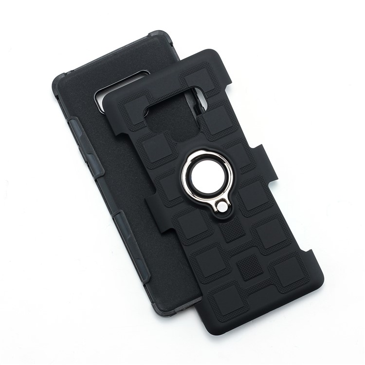 Geometric Pattern TPU PC Belt Clip Hybrid Casing for Samsung Galaxy Note9 N960 (Silver Kickstand and Magnetic Iron) - Black-7