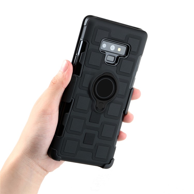For Samsung Galaxy Note9 N960 TPU PC Belt Clip Hybrid Case | Geometric Pattern | Black Kickstand and Magnet Iron - Black-3