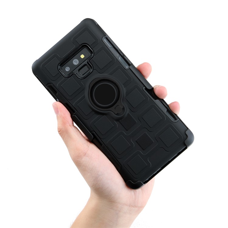 For Samsung Galaxy Note9 N960 TPU PC Belt Clip Hybrid Case | Geometric Pattern | Black Kickstand and Magnet Iron - Black-5
