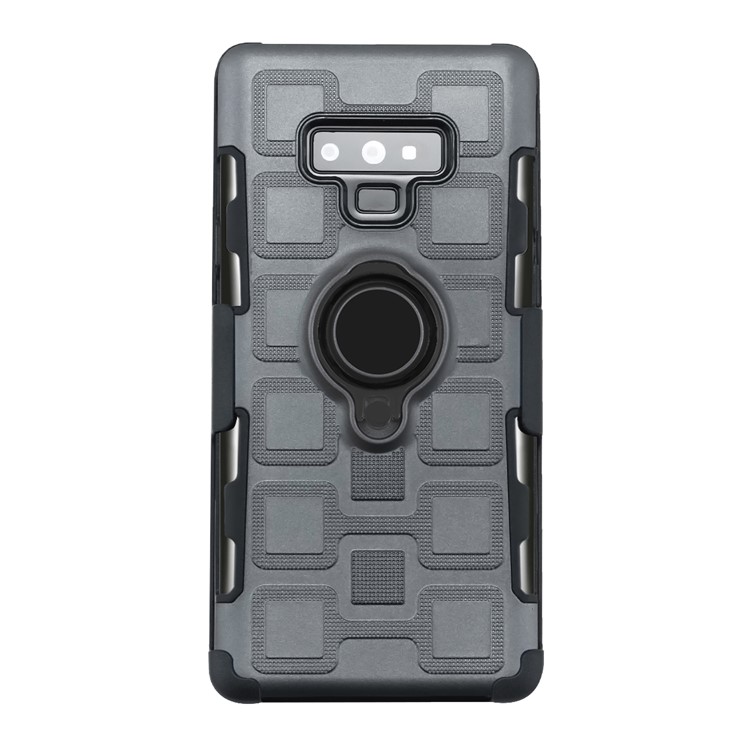 For Samsung Galaxy Note9 N960 TPU PC Belt Clip Hybrid Shell | Geometric Pattern | Black Kickstand and Magnet Iron - Grey-2