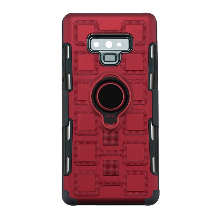 For Samsung Galaxy Note9 N960 TPU PC Belt Clip Hybrid Case Cover | Geometric Pattern | Black Kickstand and Magnet Iron - Red-2