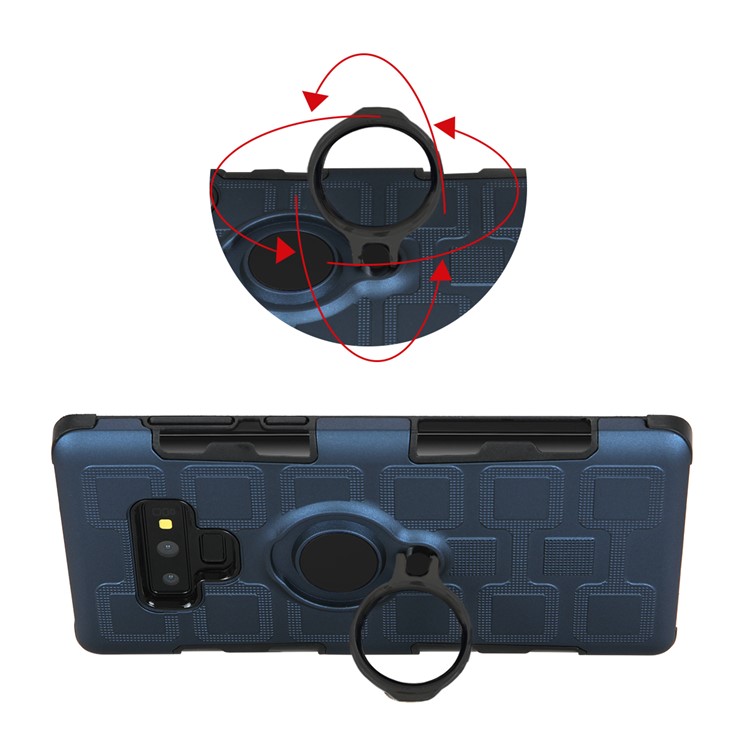 For Samsung Galaxy Note9 N960 TPU PC Belt Clip Mobile Cover | Geometric Pattern | Black Kickstand and Magnet Iron - Dark Blue-3