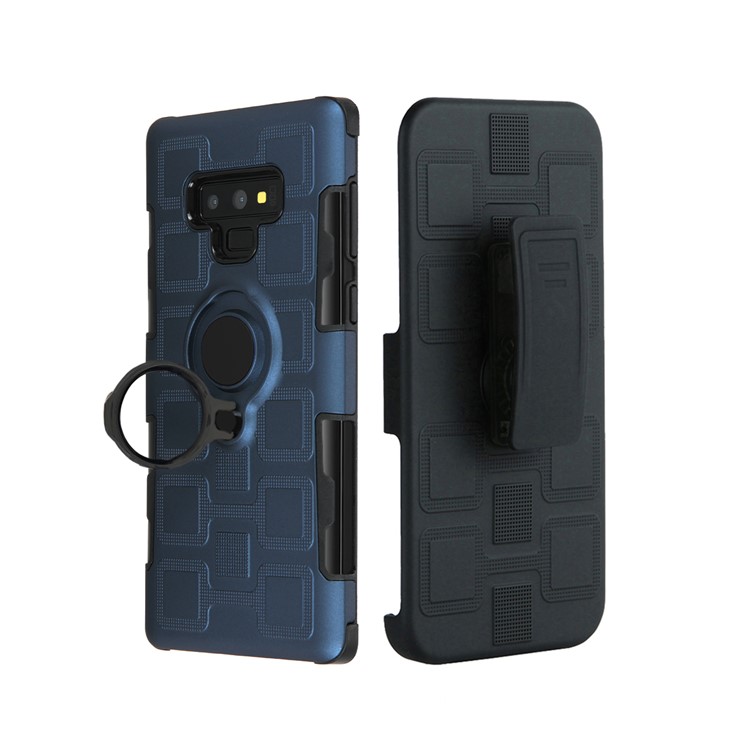 For Samsung Galaxy Note9 N960 TPU PC Belt Clip Mobile Cover | Geometric Pattern | Black Kickstand and Magnet Iron - Dark Blue-5