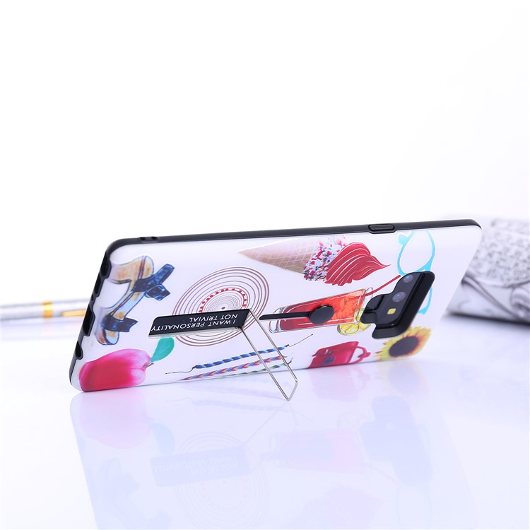 Embossment Pattern Printing TPU + PC Hybrid Mobile Case with Kickstand for Samsung Galaxy Note9 N960 - Drink and Ice Cream-2