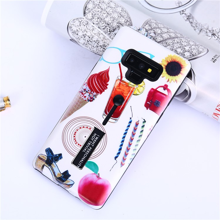 Embossment Pattern Printing TPU + PC Hybrid Mobile Case with Kickstand for Samsung Galaxy Note9 N960 - Drink and Ice Cream-5