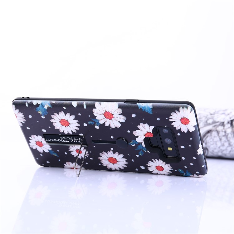 For Samsung Galaxy Note9 N960 Embossed Flower Pattern TPU PC Hybrid Case with Finger Grip and Kickstand - Daisy Flower-10